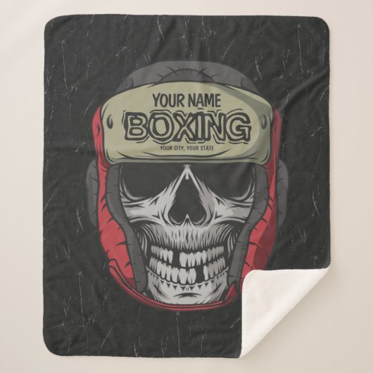 Gepersonaliseerde Boxer Fight Club Skeleton Boxing Sherpa Deken (Voorkant)