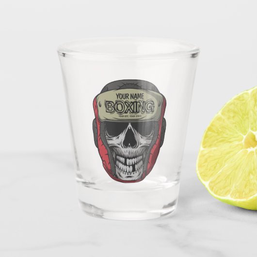 Gepersonaliseerde Boxer Fight Club Skeleton Boxing Shot Glas (Voorkant)