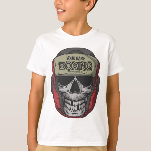 Gepersonaliseerde Boxer Fight Club Skeleton Boxing T-shirt (Voorkant)