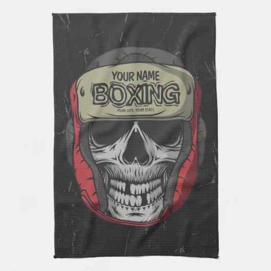 Gepersonaliseerde Boxer Fight Club Skeleton Boxing Theedoek (Verticaal)