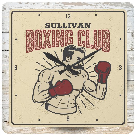 Gepersonaliseerde Boxer Retro Prizefighter Boxing Vierkante Klok