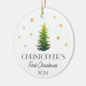 Gepersonaliseerde Boy Baby Eerste Kerstboom Keramisch Ornament (Links)