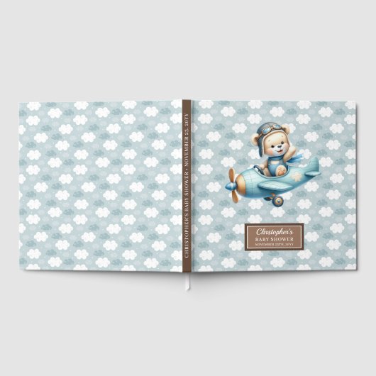 Gepersonaliseerde Boy Baby shower Gastboek Teddy B Gastenboek (Volledig)