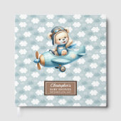Gepersonaliseerde Boy Baby shower Gastboek Teddy B Gastenboek (Voorkant)