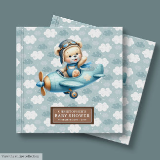 Gepersonaliseerde Boy Baby shower Gastboek Teddy B Gastenboek