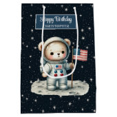 Gepersonaliseerde Boy Gift Bag met Ruimte Beer The Medium Cadeauzakje (Achterkant)