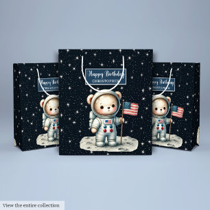 Gepersonaliseerde Boy Gift Bag met Ruimte Beer The Medium Cadeauzakje