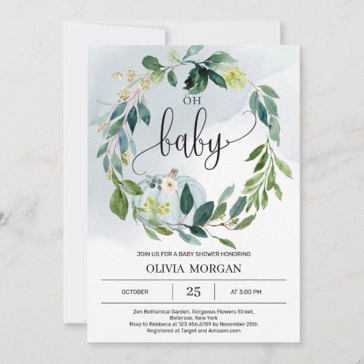 Gepersonaliseerde boy kleine pompoen baby shower kaart (Voorkant)