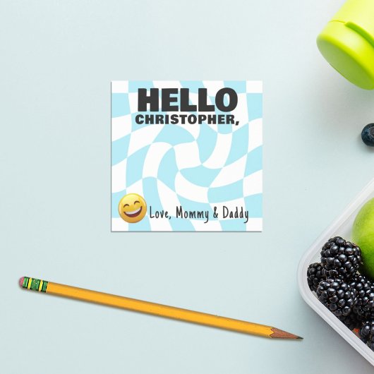 Gepersonaliseerde Boy Lunch Box Note Retro Checker