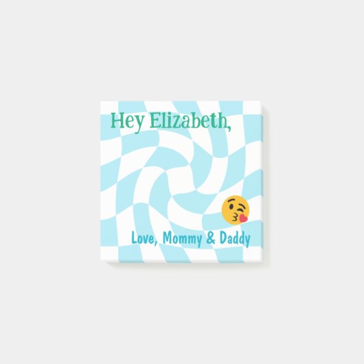 Gepersonaliseerde Boy Lunch Box Notes Retro Checke (Voorkant)