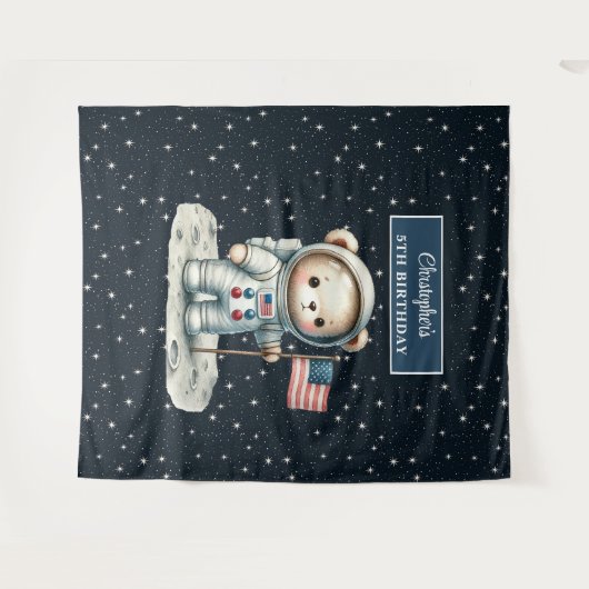 Gepersonaliseerde Boy Party Achtergrond met Space Wandkleed (Voorkant (horizontaal))
