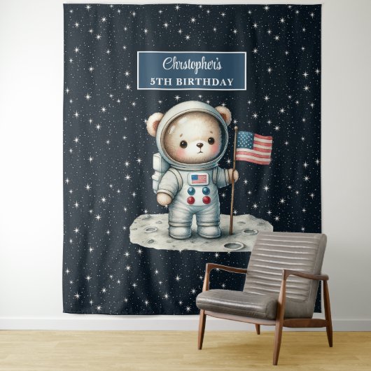 Gepersonaliseerde Boy Party Achtergrond met Space Wandkleed (In situ)