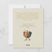 Gepersonaliseerde Boy Riding Rooster Easter Egg Hu Feestdagenkaart (Achterkant)