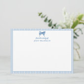 Gepersonaliseerde Boy Stationery Blue Bow Baby sho Bedankkaart (Staand voorkant)