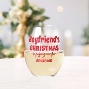 Gepersonaliseerde Boyfriend's Christmas Sippy Cup Wijnglas Zonder Voet