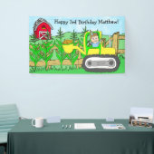 Gepersonaliseerde Boy's Boerderij Thema Verjaardag Spandoek (Beurs)