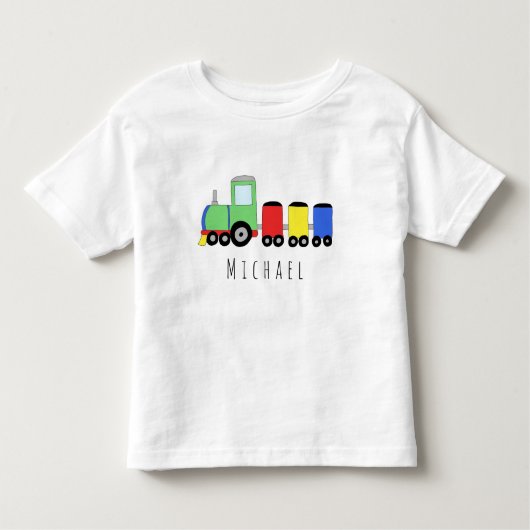 Gepersonaliseerde Boy's Kleurrijke Locomotief Trei Kinder Shirts (Voorkant)