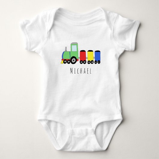 Gepersonaliseerde Boy's Locomotive Train met naam Romper (Voorkant)