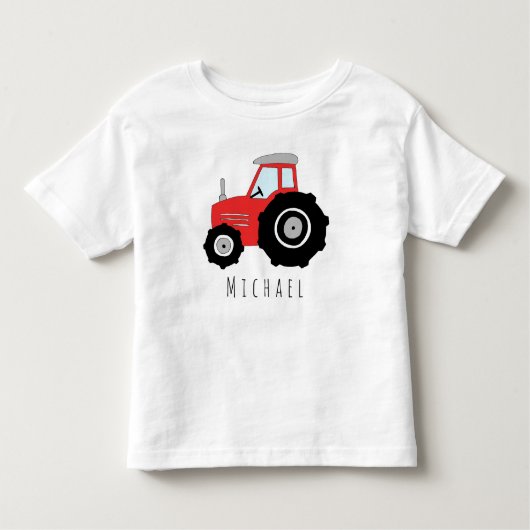 Gepersonaliseerde Boy's Red Farmer's Tractor met n Kinder Shirts (Voorkant)