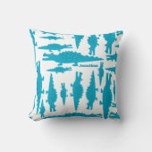 Gepersonaliseerde Boy's Room Blue Aqua Alligator Kussen (Voorkant)