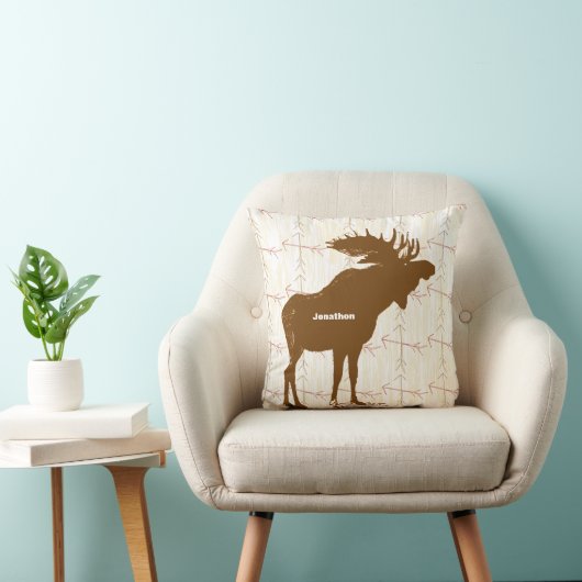Gepersonaliseerde Boy's Room Crossed Arrow Moose Kussen (Stoel)