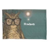 Gepersonaliseerde Boy's Room Uil met glazen textuu Kussensloop (Voorkant)