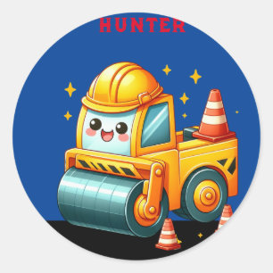 Gepersonaliseerde Boy's Steam Roller Ronde Sticker