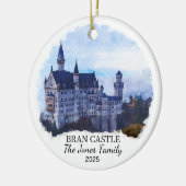 Gepersonaliseerde Bran Castle Ornament, Roemenië Keramisch Ornament (Links)