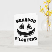 Gepersonaliseerde Brandon O'lantern Halloween Pump Kaart (Gele Bloem)