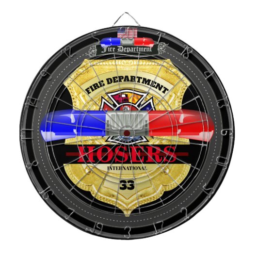 Gepersonaliseerde Brandweer Badge Dartboard Dartbord (Voorkant)