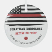 Gepersonaliseerde brandweer brandweer afdeling dun glas ornament (Voorkant)