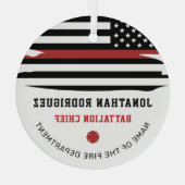 Gepersonaliseerde brandweer brandweer afdeling dun glas ornament (Achterkant)