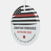 Gepersonaliseerde brandweer brandweer afdeling dun glas ornament (Voorkant links)