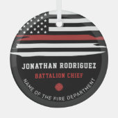 Gepersonaliseerde brandweer brandweer afdeling dun glas ornament (Voorkant)