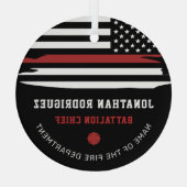 Gepersonaliseerde brandweer brandweer afdeling dun glas ornament (Achterkant)