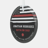 Gepersonaliseerde brandweer brandweer afdeling dun glas ornament (Voorkant links)