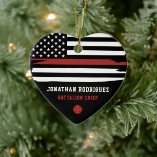 Gepersonaliseerde brandweer brandweer afdeling dun keramisch ornament