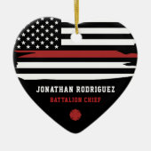 Gepersonaliseerde brandweer brandweer afdeling dun keramisch ornament (Voorkant)