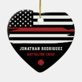 Gepersonaliseerde brandweer brandweer afdeling dun keramisch ornament (Achterkant)