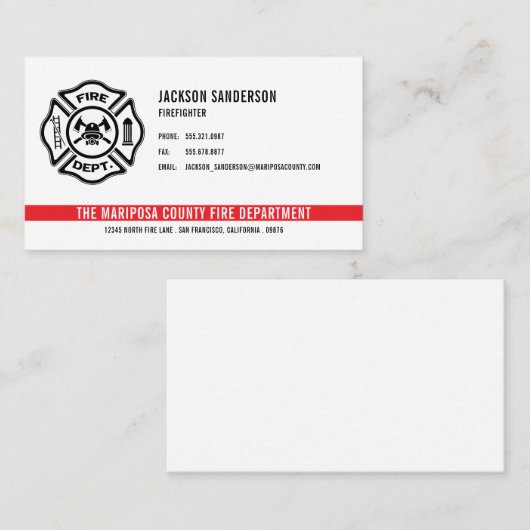 Gepersonaliseerde brandweer brandweer Logo Visitekaartje (Voorkant / Achterkant)