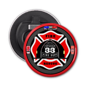 Gepersonaliseerde brandweer flesopener button flesopener