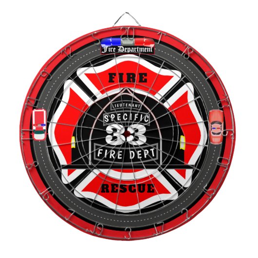 Gepersonaliseerde Brandweer Helm City Side Dartbord (Voorkant)