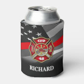 Gepersonaliseerde Brandweerman Dunne Rode Lijn Cus Blikjeskoeler (Blikje Voorkant)