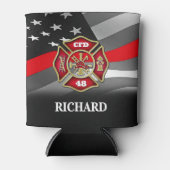 Gepersonaliseerde Brandweerman Dunne Rode Lijn Cus Blikjeskoeler (Voorkant)