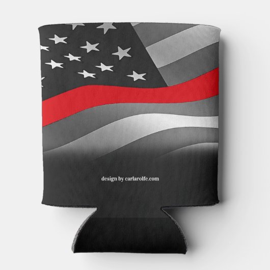 Gepersonaliseerde Brandweerman Dunne Rode Lijn Cus Blikjeskoeler (Achterkant)