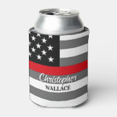 Gepersonaliseerde Brandweerman Dunne Rode Lijn Cus Blikjeskoeler (Blikje Voorkant)