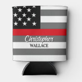 Gepersonaliseerde Brandweerman Dunne Rode Lijn Cus Blikjeskoeler (Voorkant)