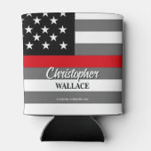 Gepersonaliseerde Brandweerman Dunne Rode Lijn Cus Blikjeskoeler (Achterkant)