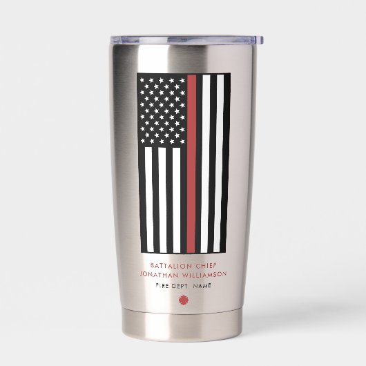 Gepersonaliseerde Brandweerman Dunne Rode Lijn Vla Geïsoleerde Drinkbeker (Links)