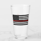 Gepersonaliseerde Brandweerman Dunne Rode Lijn Vla Glas (Achterkant)